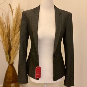 Black and white textured button front blazer